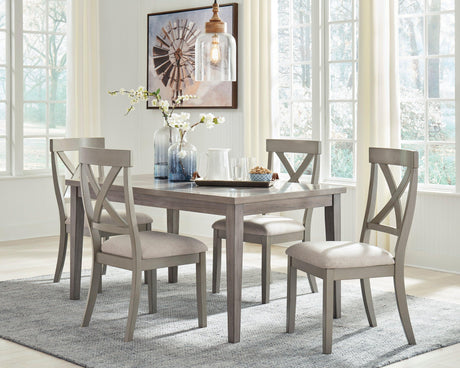 Parellen Beige/Gray Rectangular Dining Set by Ashley at Eve Furniture