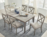 Parellen Beige/Gray Rectangular Dining Set by Ashley at Eve Furniture