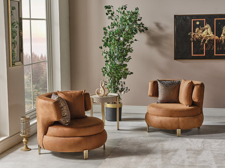 Paris 3-pieces (Sofa & Loveseat & Chair) Livingroom Set Brown by Furnia at Eve Furniture