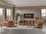 Paris 3-pieces (Sofa & Loveseat & Chair) Livingroom Set Brown by Furnia at Eve Furniture