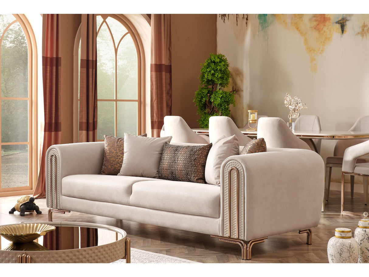 Paris 3-pieces (Sofa & Loveseat & Chair) Livingroom Set in Cream by Furnia at Eve Furniture