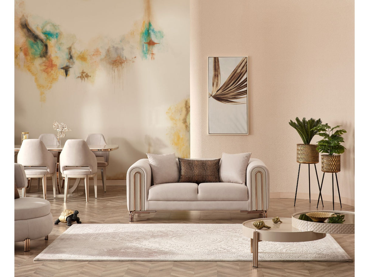 Paris 3-pieces (Sofa & Loveseat & Chair) Livingroom Set in Cream by Furnia at Eve Furniture