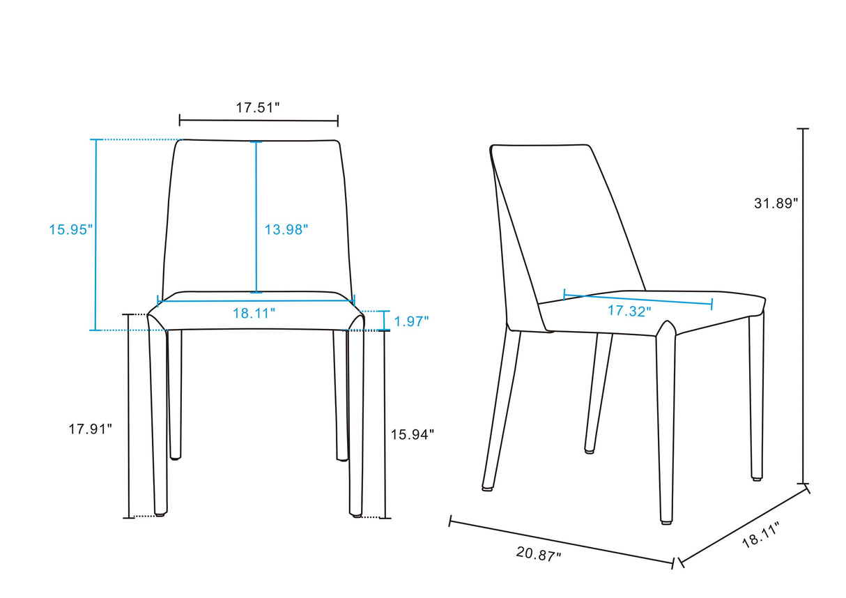Paris 6-Piece Dining Chairs in Coral by Manhattan Comfort at Eve Furniture