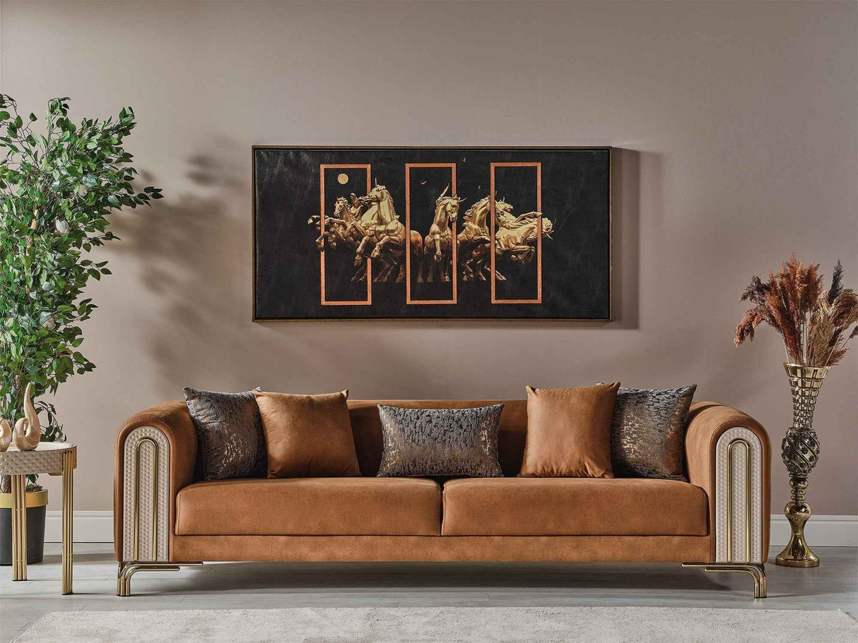 Paris Brown Stationary 4 Seat Sofa by Furnia at Eve Furniture