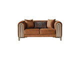 Paris Brown Stationary Loveseat by Furnia at Eve Furniture