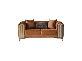 Paris Brown Stationary Loveseat by Furnia at Eve Furniture