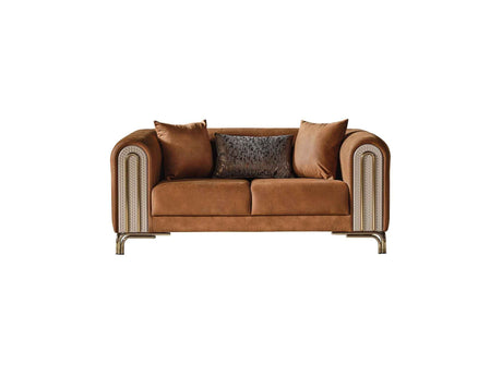 Paris Brown Stationary Loveseat by Furnia at Eve Furniture