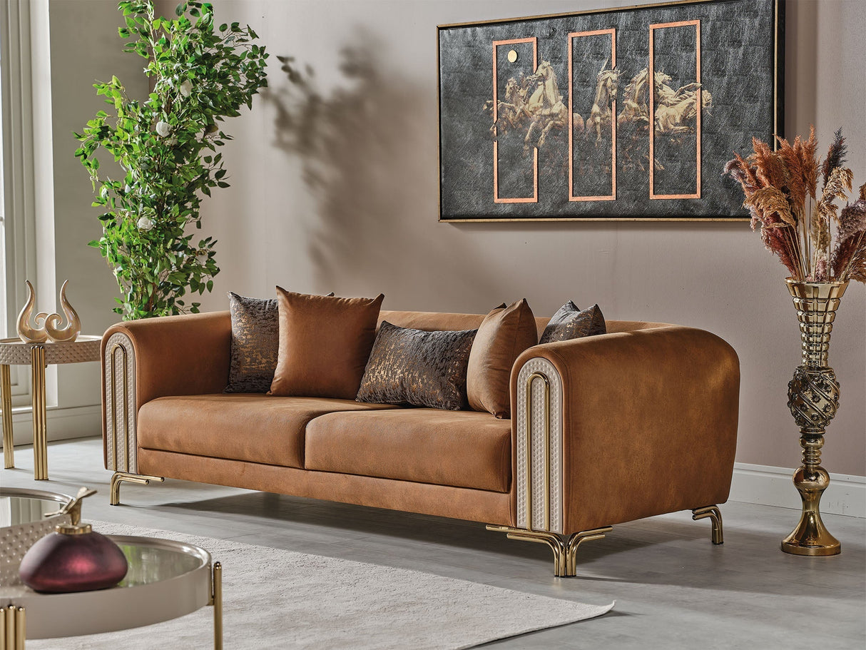 Paris Brown Stationary Sofa by Furnia at Eve Furniture