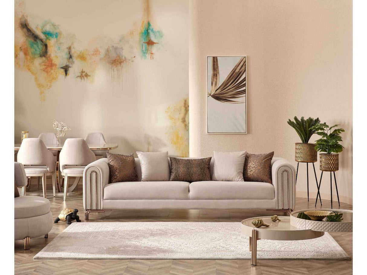 Paris Cream Stationary 4 Seat Sofa by Furnia at Eve Furniture