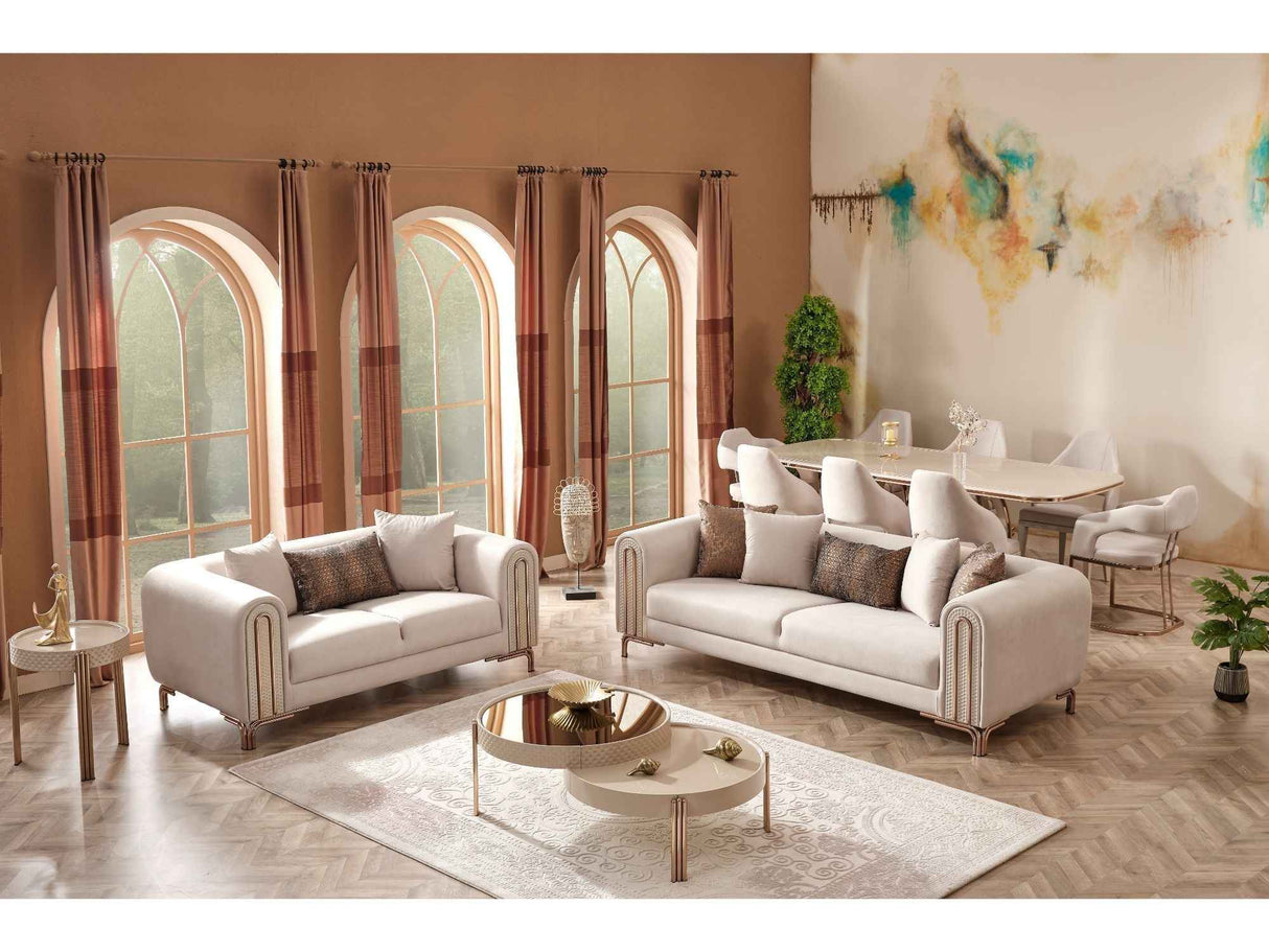 Paris Cream Stationary Loveseat by Furnia at Eve Furniture