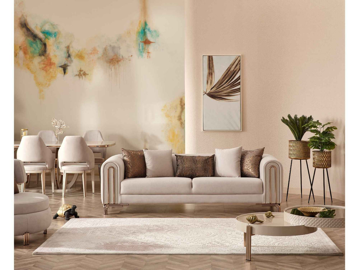 Paris Cream Stationary Sofa by Furnia at Eve Furniture