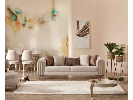 Paris Cream Stationary Sofa by Furnia at Eve Furniture