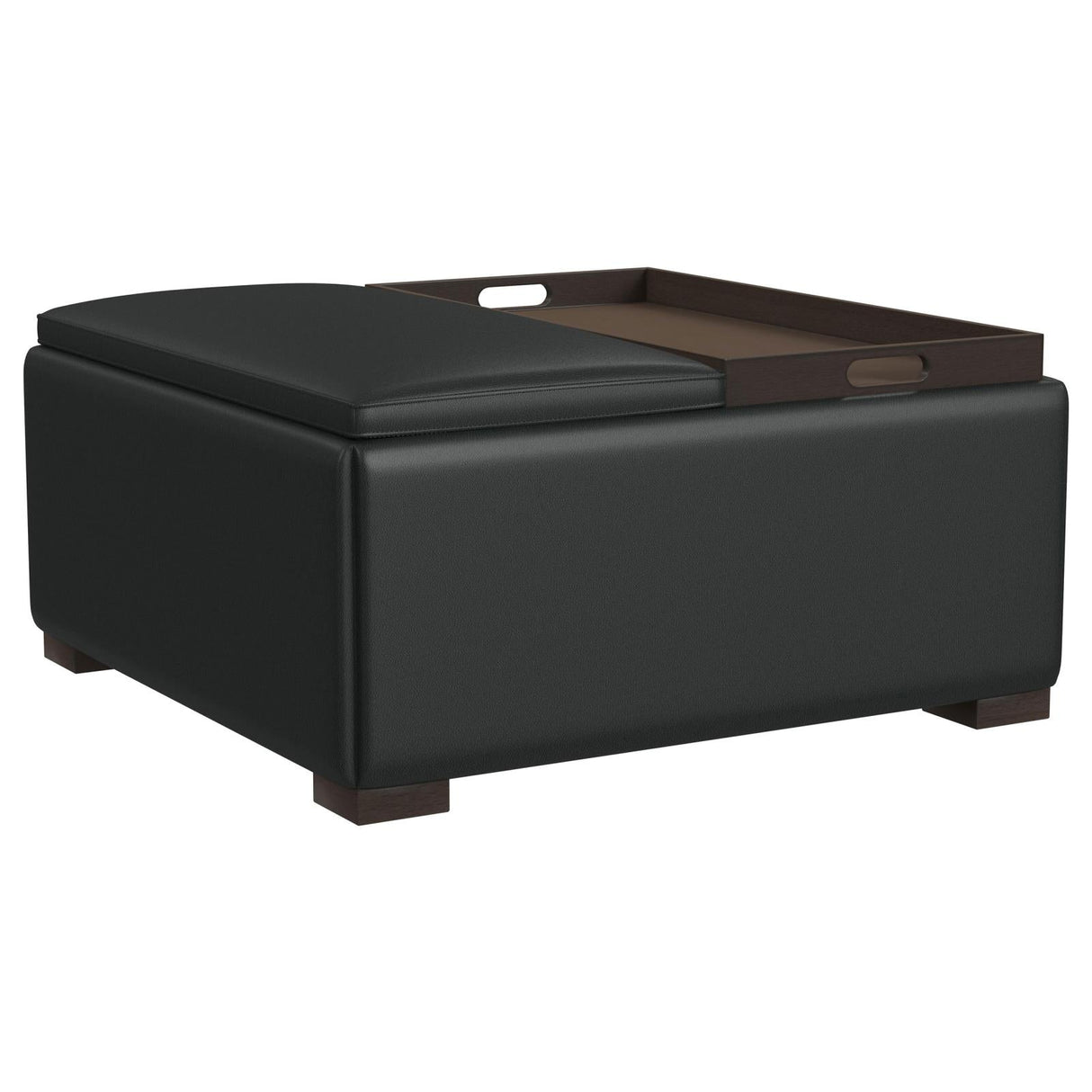 Paris Multifunctional Upholstered Storage Ottoman with Utility Tray Black