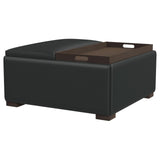 Paris Multifunctional Upholstered Storage Ottoman with Utility Tray Black