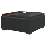 Paris Multifunctional Upholstered Storage Ottoman with Utility Tray Black