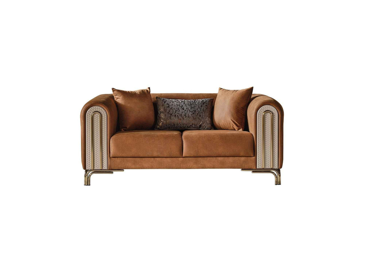 Paris Stationary Loveseat Brown by Furnia at Eve Furniture
