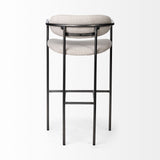 Parker 30" Seat Height Beige Fabric Seat Gun Metal Grey Metal Bar Stool by Mercana at Eve Furniture
