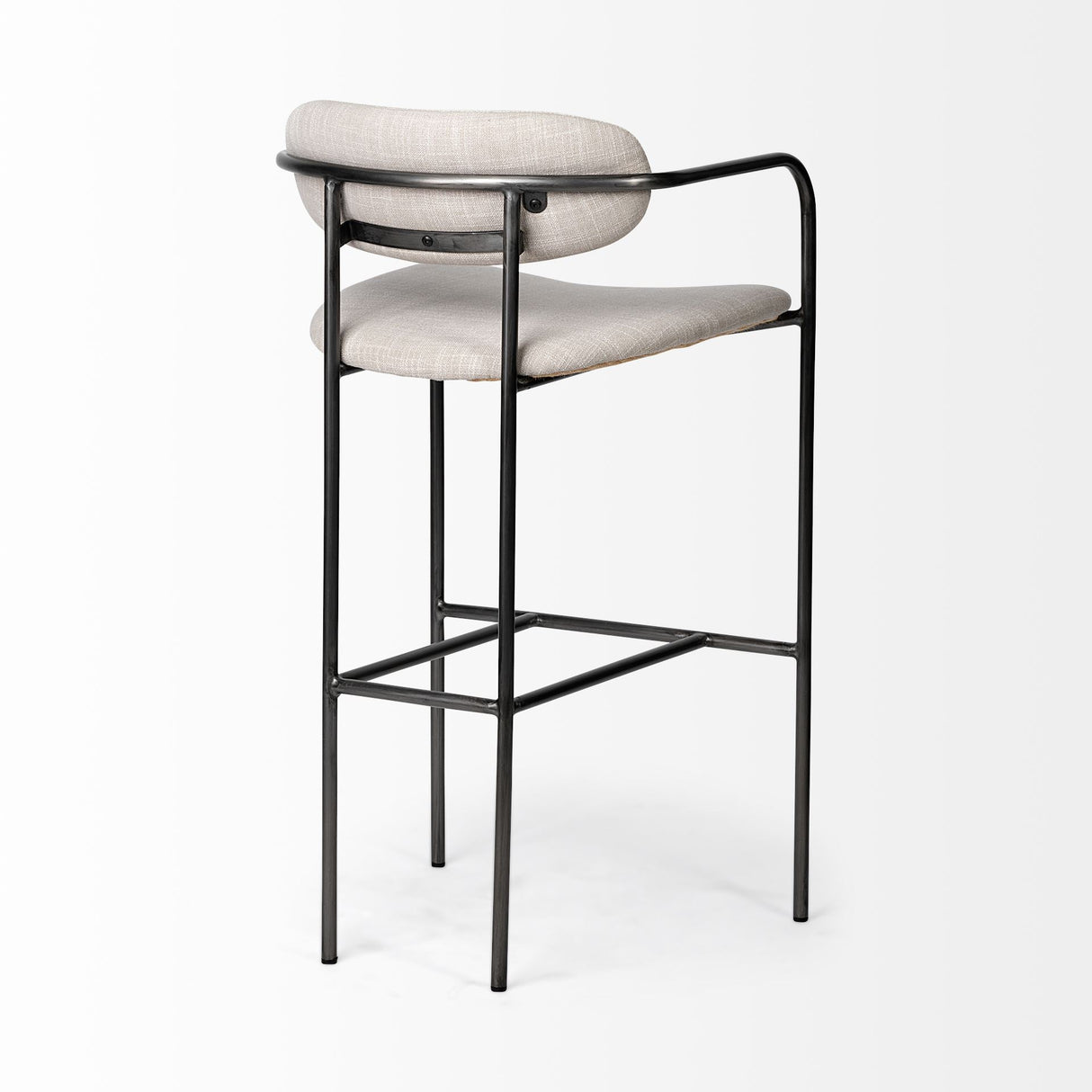 Parker 30" Seat Height Beige Fabric Seat Gun Metal Grey Metal Bar Stool by Mercana at Eve Furniture