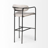 Parker 30" Seat Height Beige Fabric Seat Gun Metal Grey Metal Bar Stool by Mercana at Eve Furniture