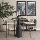 Parker 30" Seat Height Cream Fabric Seat Gold Metal Bar Stool by Mercana at Eve Furniture