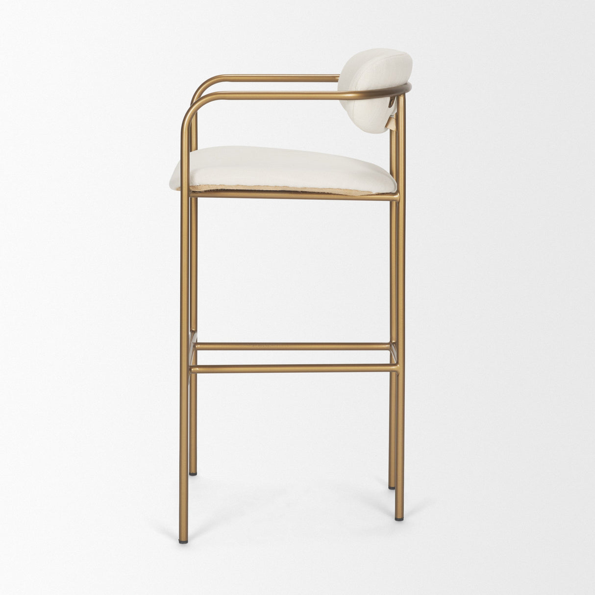 Parker 30" Seat Height Cream Fabric Seat Gold Metal Bar Stool by Mercana at Eve Furniture