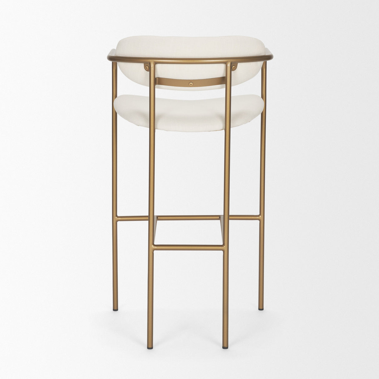 Parker 30" Seat Height Cream Fabric Seat Gold Metal Bar Stool by Mercana at Eve Furniture
