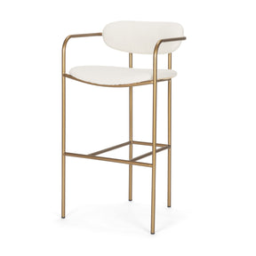 Parker 30" Seat Height Cream Fabric Seat Gold Metal Bar Stool by Mercana at Eve Furniture