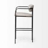 Parker Beige Fabric Seat Gun Metal Grey Metal Bar Stool by Mercana at Eve Furniture