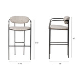 Parker Beige Fabric Seat Gun Metal Grey Metal Bar Stool by Mercana at Eve Furniture