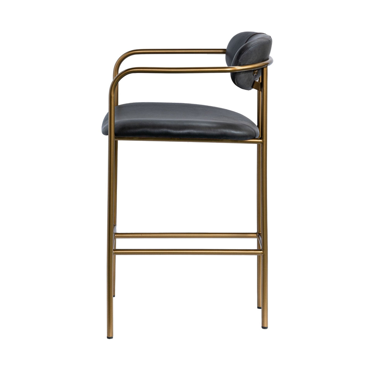 Parker Black Leather Seat Gold Metal Counter Stool by Mercana at Eve Furniture