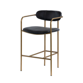 Parker Black Leather Seat Gold Metal Counter Stool by Mercana at Eve Furniture