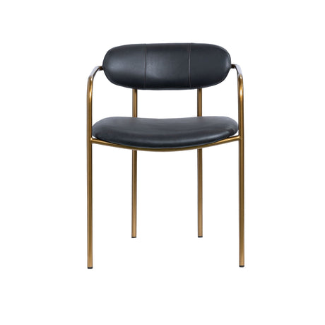Parker Black Leather Seat Gold Metal Dining Chair, Set of 2 by Mercana at Eve Furniture