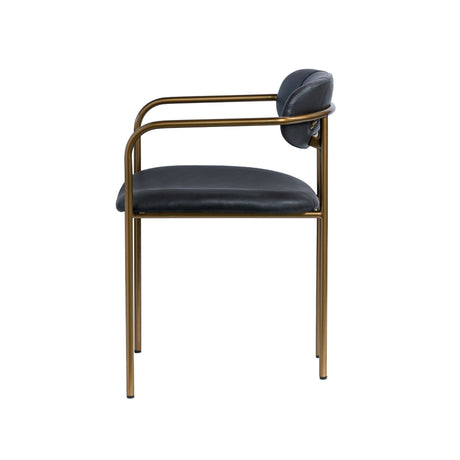 Parker Black Leather Seat Gold Metal Dining Chair, Set of 2 by Mercana at Eve Furniture