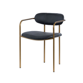 Parker Black Leather Seat Gold Metal Dining Chair, Set of 2 by Mercana at Eve Furniture