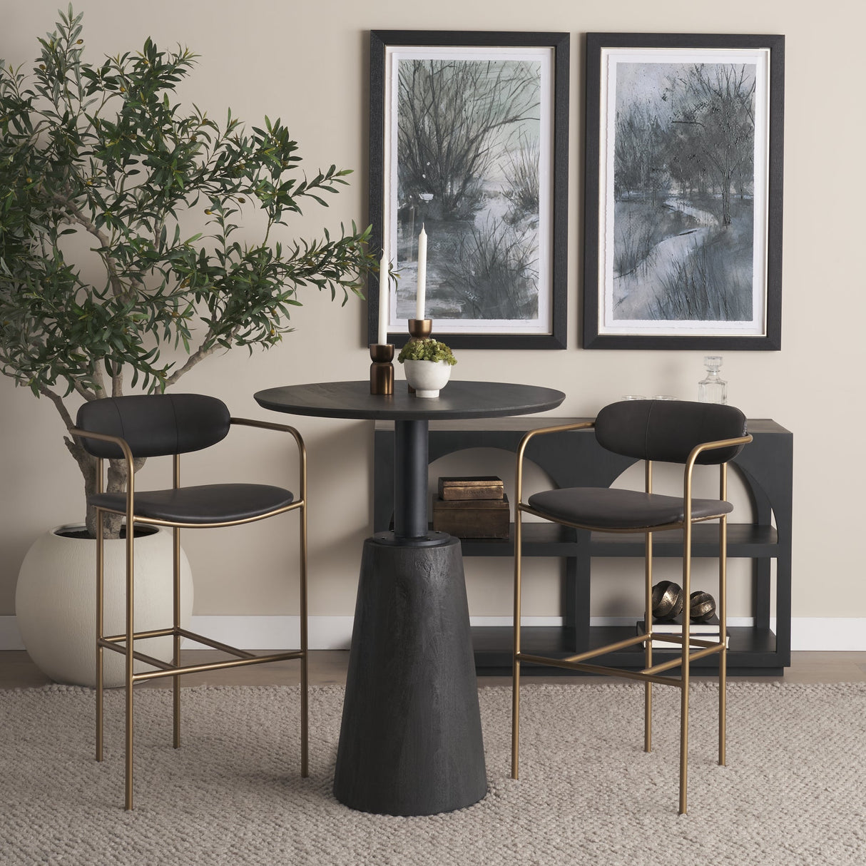Parker Brown Faux Leather Seat Gold Metal Bar Stool by Mercana at Eve Furniture
