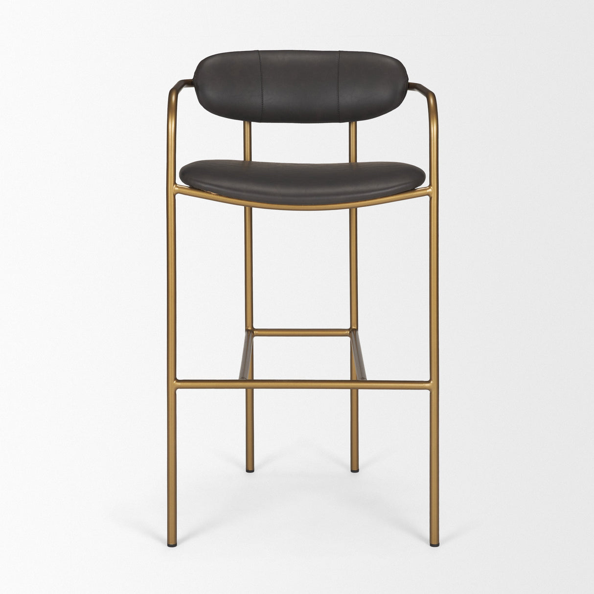 Parker Brown Faux Leather Seat Gold Metal Bar Stool by Mercana at Eve Furniture
