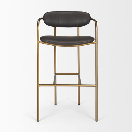 Parker Brown Faux Leather Seat Gold Metal Bar Stool by Mercana at Eve Furniture