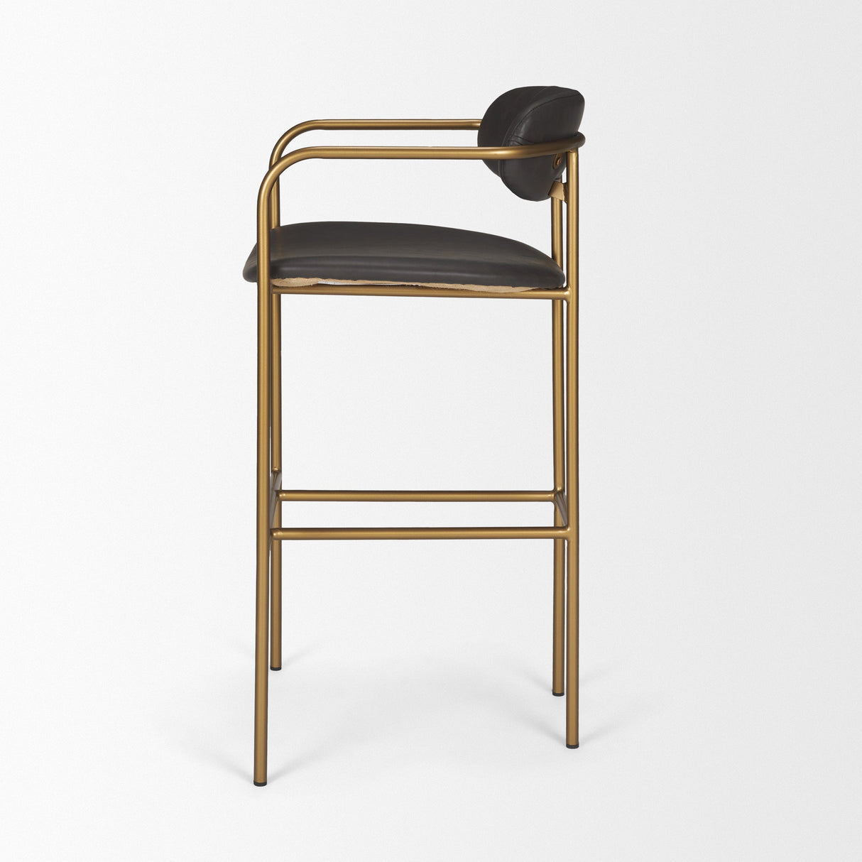 Parker Brown Faux Leather Seat Gold Metal Bar Stool by Mercana at Eve Furniture