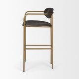 Parker Brown Faux Leather Seat Gold Metal Bar Stool by Mercana at Eve Furniture