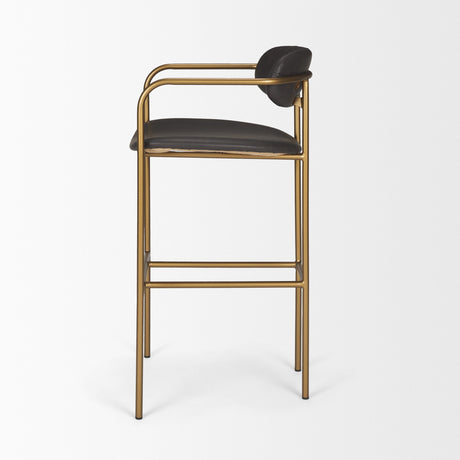 Parker Brown Faux Leather Seat Gold Metal Bar Stool by Mercana at Eve Furniture
