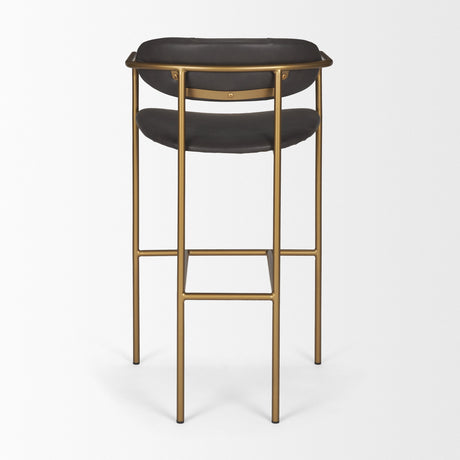 Parker Brown Faux Leather Seat Gold Metal Bar Stool by Mercana at Eve Furniture