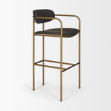 Parker Brown Faux Leather Seat Gold Metal Bar Stool by Mercana at Eve Furniture