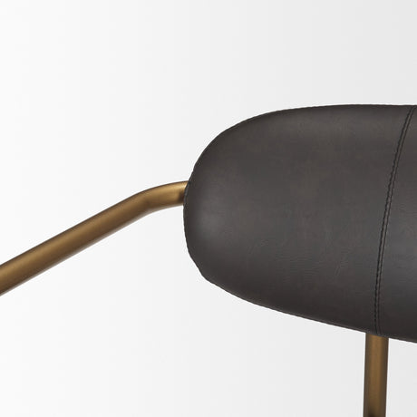 Parker Brown Faux Leather Seat Gold Metal Bar Stool by Mercana at Eve Furniture