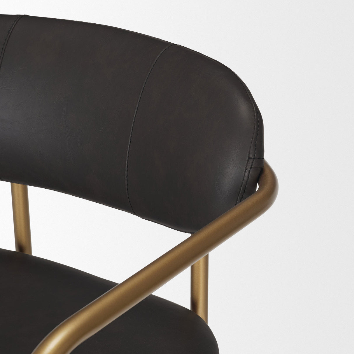 Parker Brown Faux Leather Seat Gold Metal Bar Stool by Mercana at Eve Furniture