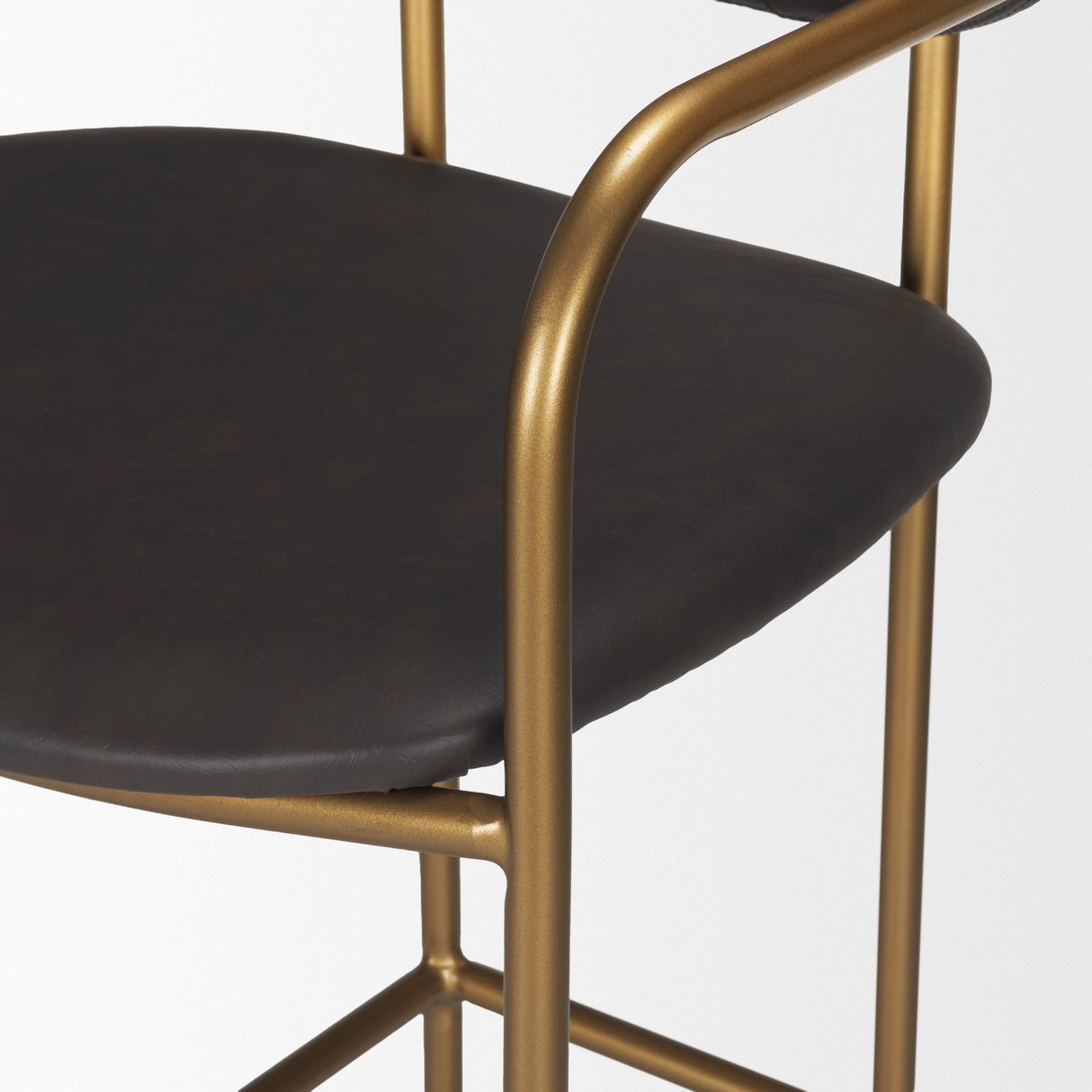 Parker Brown Faux Leather Seat Gold Metal Bar Stool by Mercana at Eve Furniture