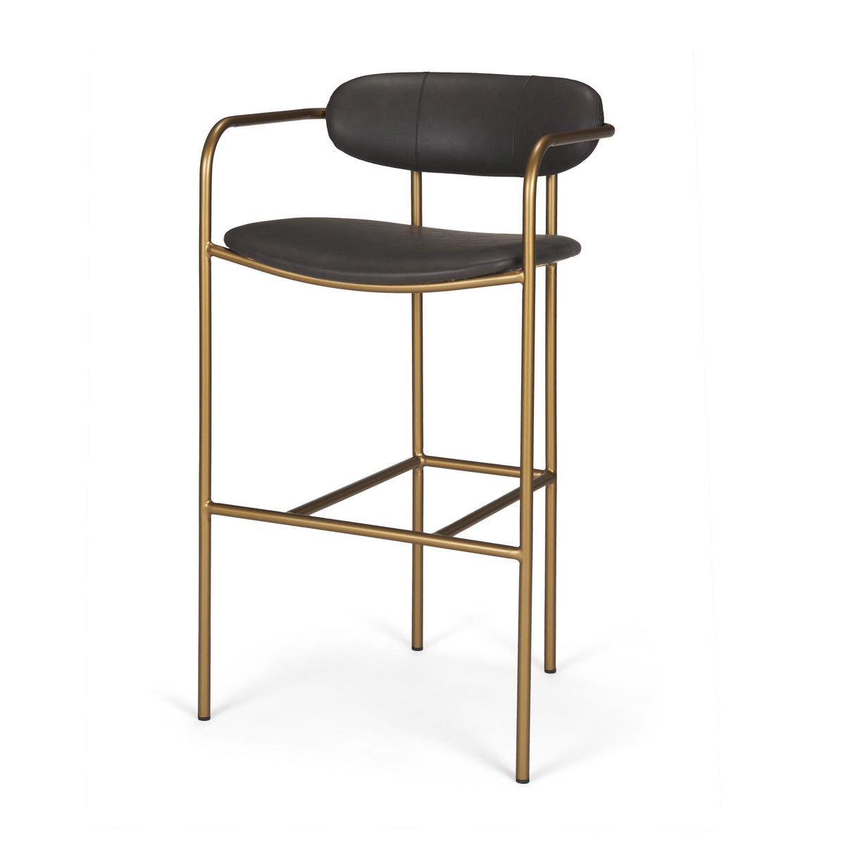 Parker Brown Faux Leather Seat Gold Metal Bar Stool by Mercana at Eve Furniture