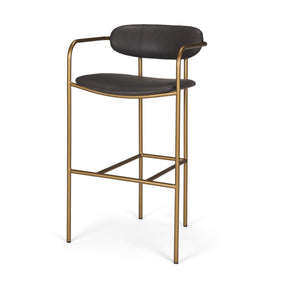 Parker Brown Faux Leather Seat Gold Metal Bar Stool by Mercana at Eve Furniture