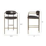 Parker Brown Faux Leather Seat Gold Metal Counter Stool by Mercana at Eve Furniture