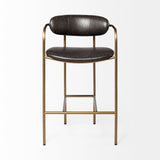 Parker Brown Faux Leather Seat Gold Metal Counter Stool by Mercana at Eve Furniture