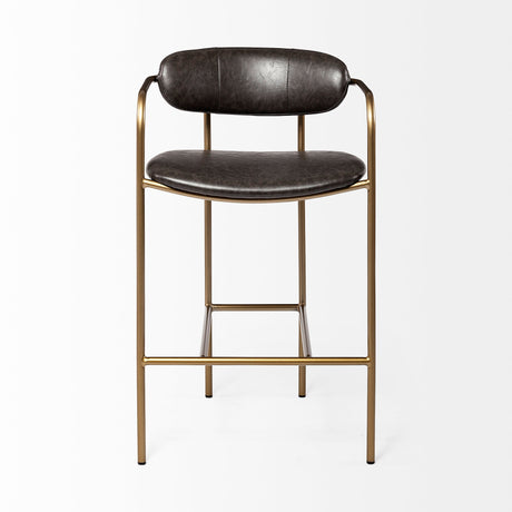 Parker Brown Faux Leather Seat Gold Metal Counter Stool by Mercana at Eve Furniture